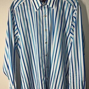 Robert Graham X Blue and White Striped Dress Shirt